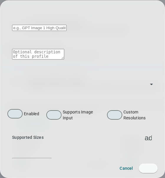 Profile Creation Dialog
